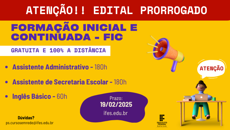 Inscrições abertas para cursos a distância do Ifes